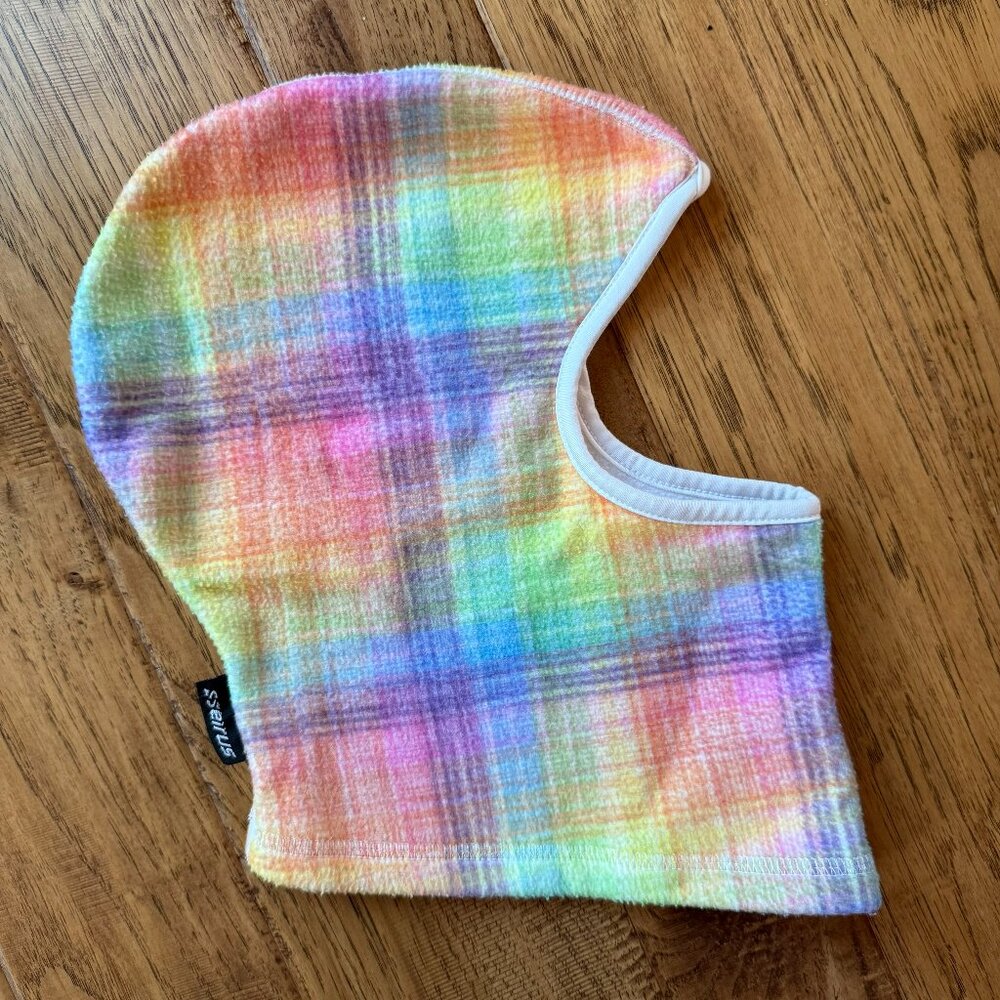 Seirus Tie Dye Pastel Plaid Fleece Balaclava Headliner Junior Size